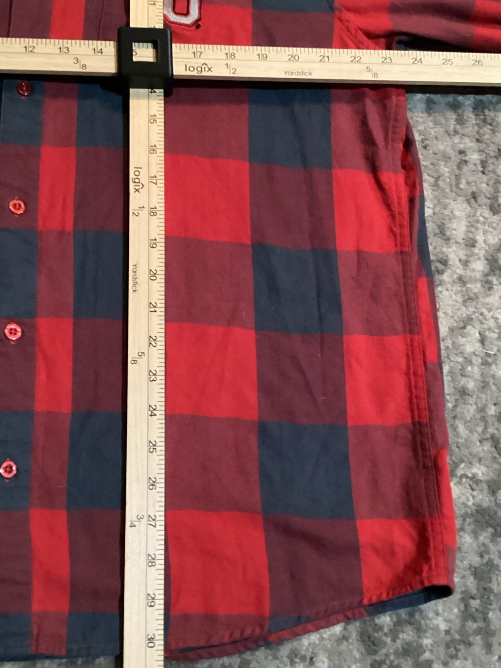 Ohio State Buckeyes Men’s Flannel Shirt Buffalo Check Plaid Red Gray LS Large - Picture 6 of 6